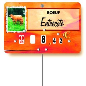 Etiquette : Paprika Viande Bovine ou Veau à texte - 8x12 cm (avec roulettes & pique inox)