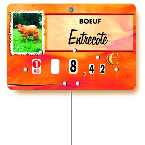 Etiquette : Paprika Viande Bovine ou Veau à texte - 8x12 cm (avec roulettes & pique inox) 1 Etiquette : Paprika Viande Bovine ou Veau à texte - 8x12 cm (avec roulettes & pique inox)