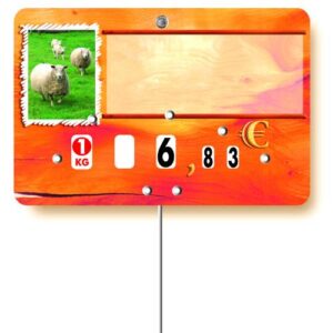 Etiquette : Paprika Agneau ou Mouton neutre - 8x12 cm (avec roulettes & pique inox)