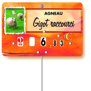 Etiquette : Paprika Agneau ou Mouton à texte - 8x12 cm (avec roulettes & pique inox)