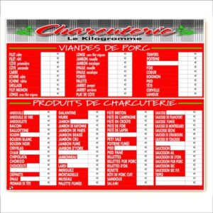 Panneau prix : Tendance rouge charcuterie - 70x80 cm