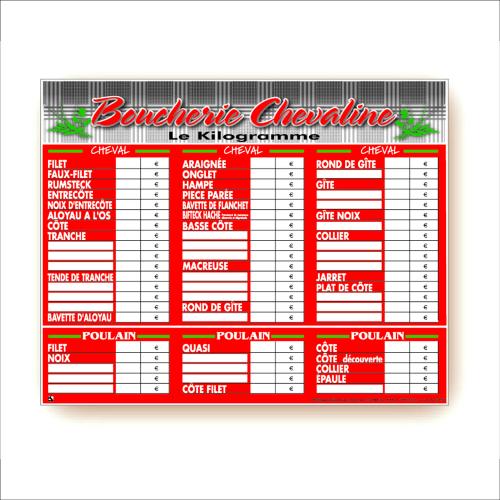 Panneau prix : Tendance rouge boucherie chevaline - 50x40 cm 1 Panneau prix : Tendance rouge boucherie chevaline - 50x40 cm