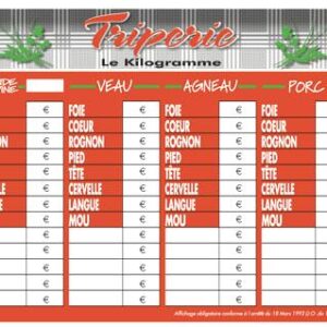 Panneau prix : Tendance rouge triperie - 50x40 cm