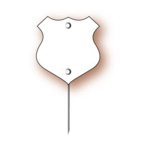 Etiquette : Ecusson blanc - 4x5 cm (pique inox)