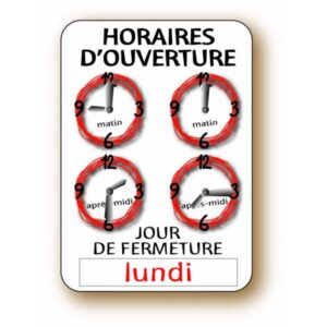Panneau horaire : Rondo rouge & noir - 16x22 cm