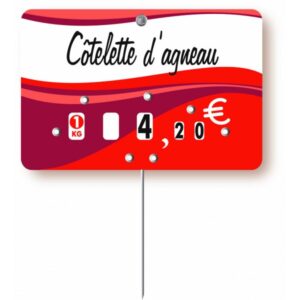 Etiquette : Evasion Boucherie à texte - 8x12 cm (avec roulettes & pique inox)