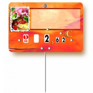 Etiquette : Paprika Charcuterie Traiteur neutre - 6x9 cm (avec roulettes & pique inox)