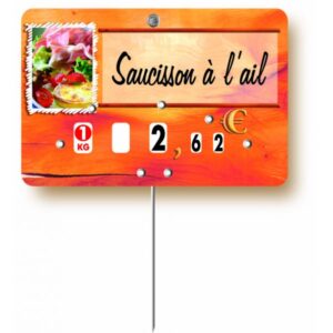 Etiquette : Paprika Charcuterie Traiteur à texte - 6x9 cm (avec roulettes & pique inox)