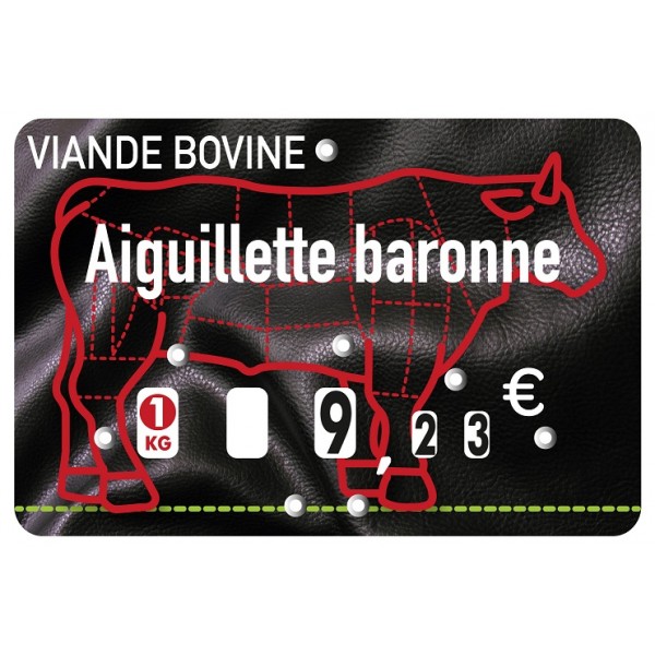 Etiquette : Presto Viande Bovine à texte - 8x12 cm (avec roulettes & pique inox) 1 Etiquette : Presto Viande Bovine à texte - 8x12 cm (avec roulettes & pique inox)