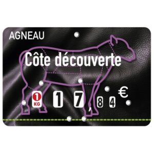 Etiquette : Presto Agneau à texte - 8x12 cm (avec roulettes & pique inox)