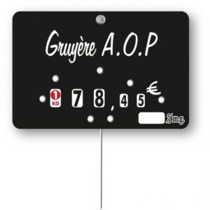 Etiquette : Noire Crèmerie à texte - 7x10 cm (avec roulettes & pique inox)