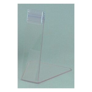 Pieds porte étiquettes PVC cristal incliné 80° avec grippeur H - 9 cm