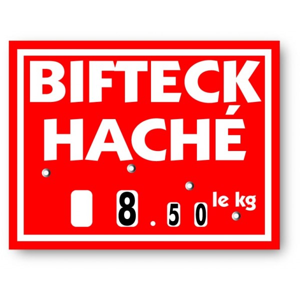 Panneau prix : Bifteck haché - 15x20 cm 1 Panneau prix : Bifteck haché - 15x20 cm