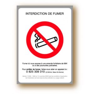Panneau : Interdit de fumer - 21x15 cm
