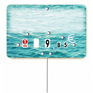 Etiquette : Tradition poisson neutre - 8x12 cm (avec roulettes & pique inox)