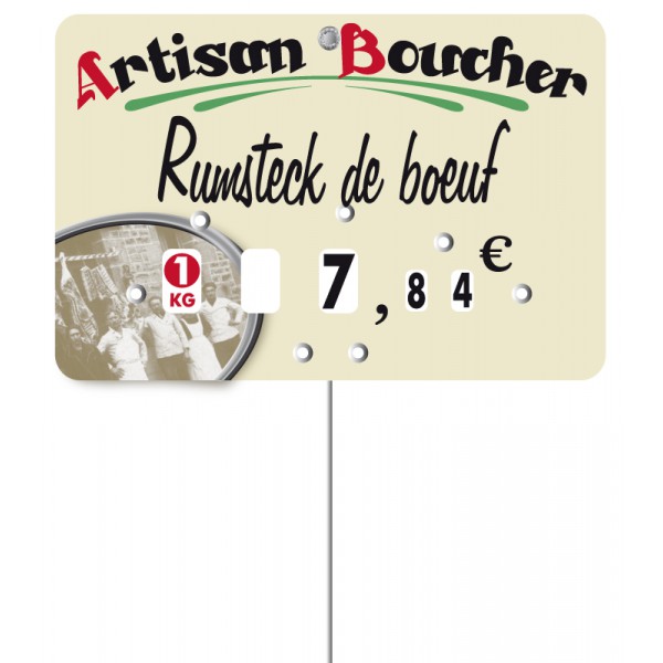 Etiquette : Marius Artisan Boucher à texte - 8x12 cm (avec roulettes & pique inox) 1 Etiquette : Marius Artisan Boucher à texte - 8x12 cm (avec roulettes & pique inox)