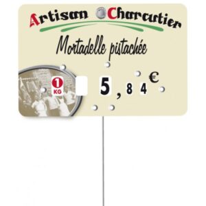 Etiquette : Marius Artisan Charcutier à texte - 7x10 cm (avec roulettes & pique inox)