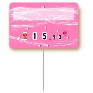 Etiquette : Turbulence rose neutre - 7x10 cm (avec roulettes & pique inox)