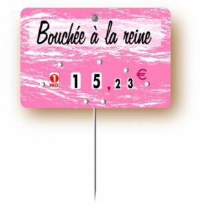 Etiquette : Turbulence rose à texte - 7x10 cm (avec roulettes & pique inox)