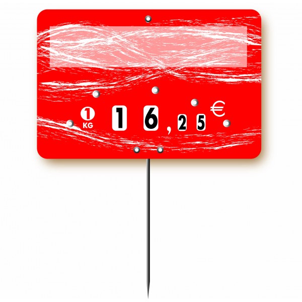 Etiquette : Turbulence rouge neutre - 8x12 cm (avec roulettes & pique inox) 1 Etiquette : Turbulence rouge neutre - 8x12 cm (avec roulettes & pique inox)