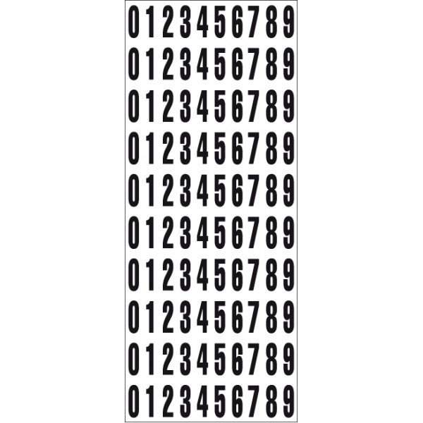 Planche de 500 chiffres adhésifs - 18 mm 1 Planche de 500 chiffres adhésifs - 18 mm