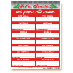 Panneau Traçabilité : Tendance rouge votre boucher - 40x30 cm