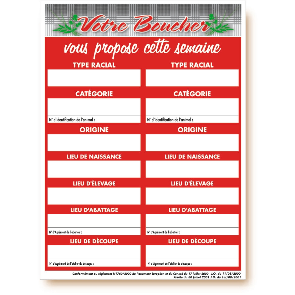 Panneau Traçabilité : Tendance rouge votre boucher - 40x30 cm 1 Panneau Traçabilité : Tendance rouge votre boucher - 40x30 cm