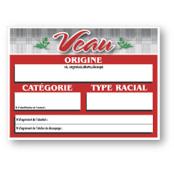 Panneau Traçabilité : Tendance rouge Veau - 20x15 cm