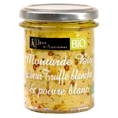 Moutarde Bio saveur Truffe blanche et poivre blanc - 175 g (Jean d'Audignac) 1 Moutarde Bio saveur Truffe blanche et poivre blanc - 175 g (Jean d'Audignac)