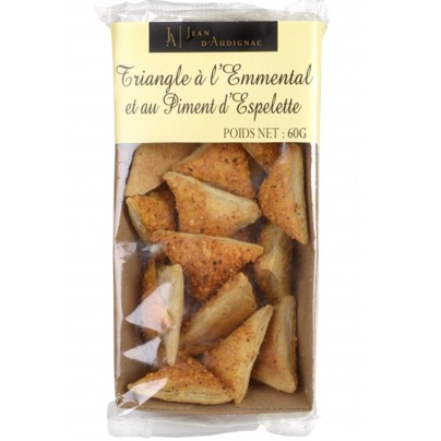 Triangles א l'emmental et au Piment d'Espelette pur beurre - 60 g (Jean d'Audignac) 1 Triangles א l'emmental et au Piment d'Espelette pur beurre - 60 g (Jean d'Audignac)