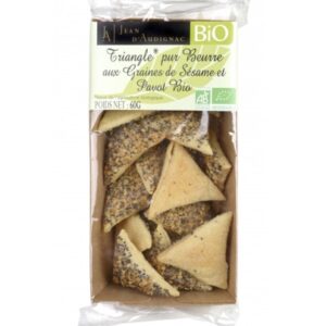 Triangles aux graines de Sיsame et Pavot Bio pur beurre - 60 g (Jean d'Audignac)