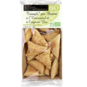 Triangles א l'emmental et א l'oignon Bio pur beurre - 60 g (Jean d'Audignac)