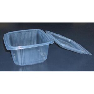 Barquette chaleur couvercle attenant PP 375 g - 128x117x55 mm (x50)