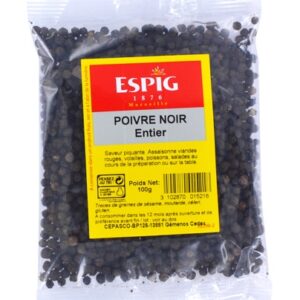 Poivre noir grain - 100 g (Espig)