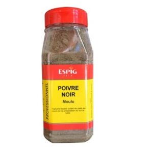 Poivre noir moulu - boite 370 g (Espig)