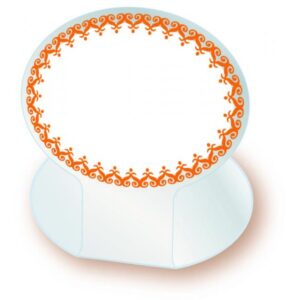 Etiquette : Blanche dentelle jaune avec pied - 7x5 cm