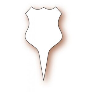 Etiquette : Ecusson blanc - 4,2x4,5 cm (pique plastique) (x100)