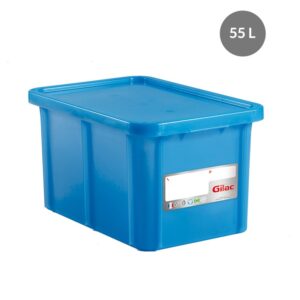 Bac & Couvercle HACCP PEHD Bleu 55 L - 600x400x334 mm (Gilac)