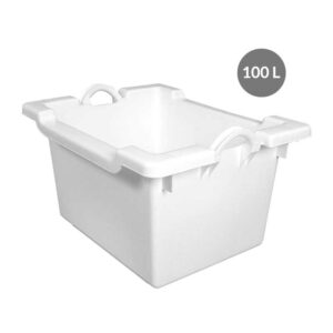 Bac empilable & emboitable Blanc 100 L - 760x580x465 mm (Gilac)