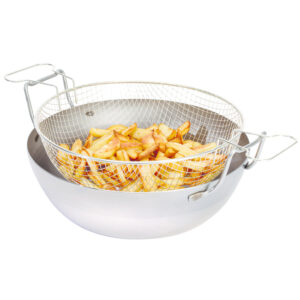 Bassine א friture bombיe en acier ״ 450 mm - 17 litres avec panier
