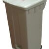 Poubelle avec pédale et roues 90 litres couvercle blanc