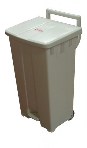 Poubelle avec pédale et roues 90 litres couvercle blanc 1 Poubelle avec pédale et roues 90 litres couvercle blanc