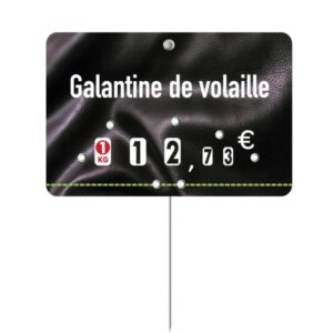 Etiquette : Presto א texte - 7x10 cm (avec roulettes & pique inox)