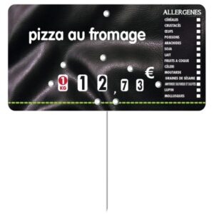 Etiquette : Presto א texte avec allergטnes - 7x13 cm (avec roulettes & pique inox)