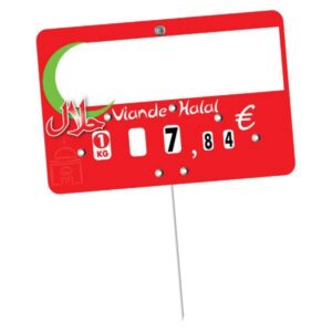Etiquette : Halal neutre - 8x12 cm (avec roulettes & pique inox)