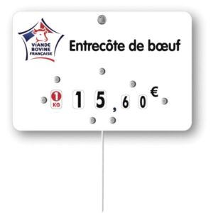 Etiquette : Viande Bovine franחaise א texte - 8x12 cm (avec roulettes & pique inox)