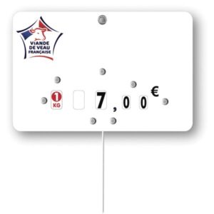 Etiquette : Viande de Veau franחaise neutre - 8x12 cm (avec roulettes & pique inox)