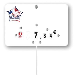 Etiquette : Le Porc franחais neutre - 8x12 cm (avec roulettes & pique inox)