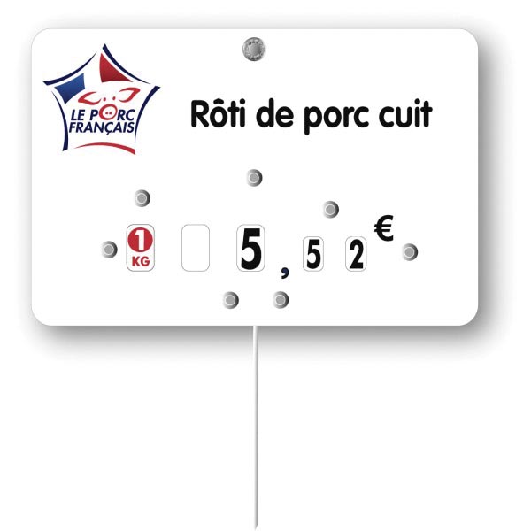 Etiquette : Le Porc franחais א texte - 8x12 cm (avec roulettes & pique inox) 1 Etiquette : Le Porc franחais א texte - 8x12 cm (avec roulettes & pique inox)