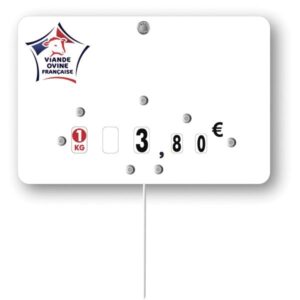 Etiquette : Viande Ovine franחaise neutre - 8x12 cm (avec roulettes & pique inox)